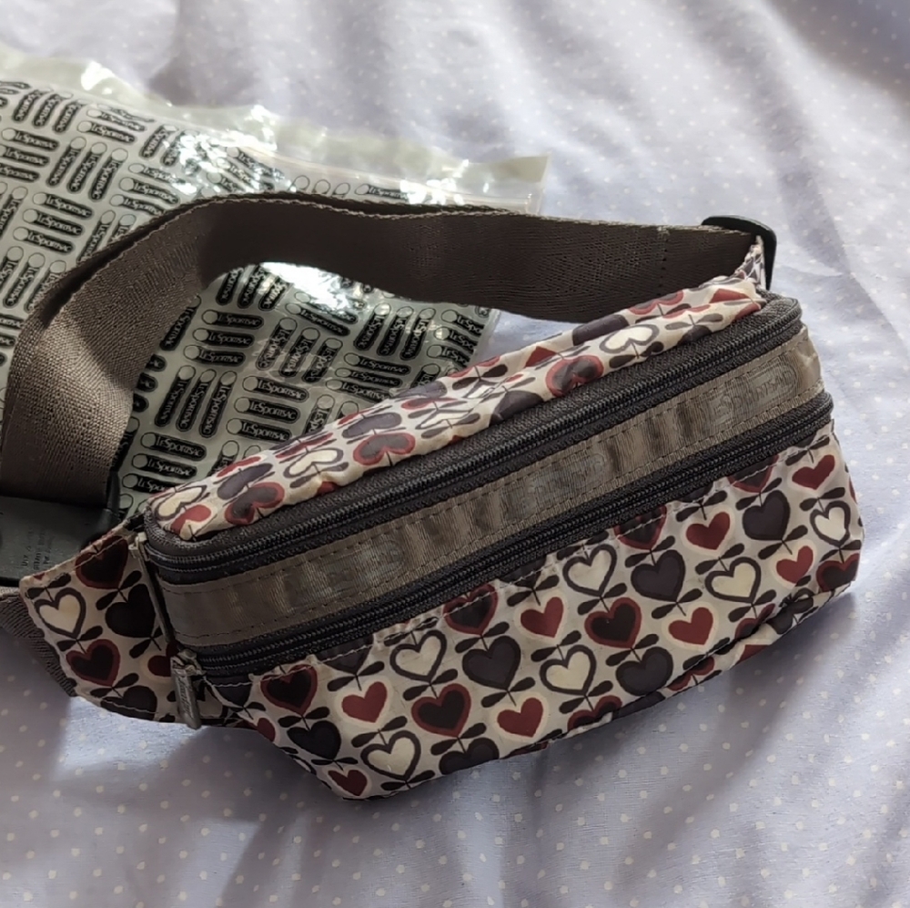 Lesportsac Heart Pattern Belt Bag in Black and Cream